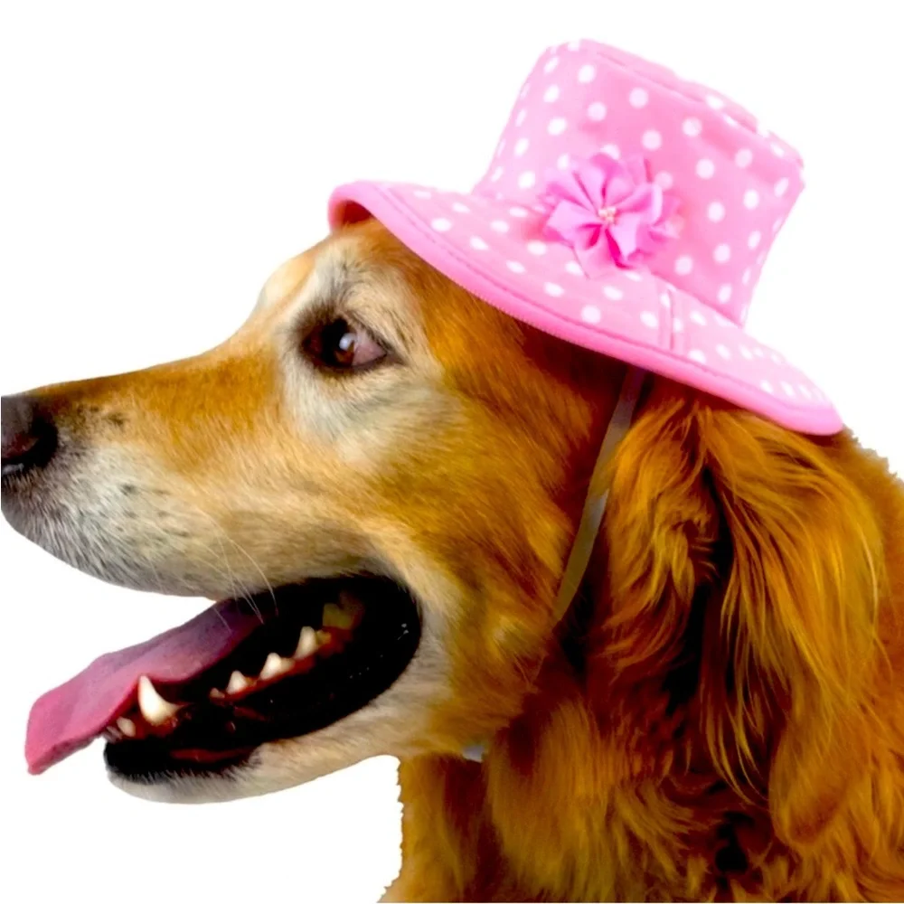 Vibrant Life Polkadot Bucket Dog Hat Color Pink Size XS/S